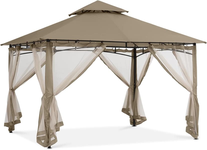 ABCCANOPY Gazebos for Patios 10x10 - Outdoor Steel Frame Gazebo with Mosquito Netting for Lawn Backyard Garden Deck (Khaki)