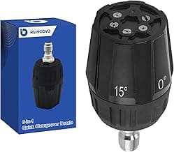 Adjustable Pressure Washer Nozzle 6-in-1, Stainless Steel, Quick-change Over Replacement Nozzle Tip for Power Washer, 4500 PSI, 1/4” Quick Connect