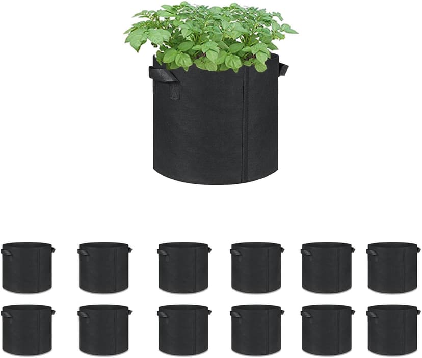 12-Pack 3 Gallon Grow Bags, Heavy Duty Aeration Fabric Pots with Sturdy Handles, Thickened Fabric Pots for Plants