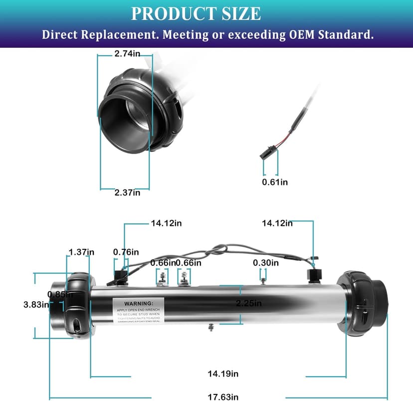 Bonbo 58117 M7 Heater Assembly w/Sensors Fits for Balboa VS, EL, TS, GS, BP Control Systems Hot Tub Spa Heater Element Works on 4.0kW 240V / 1.0kW 110V-120V