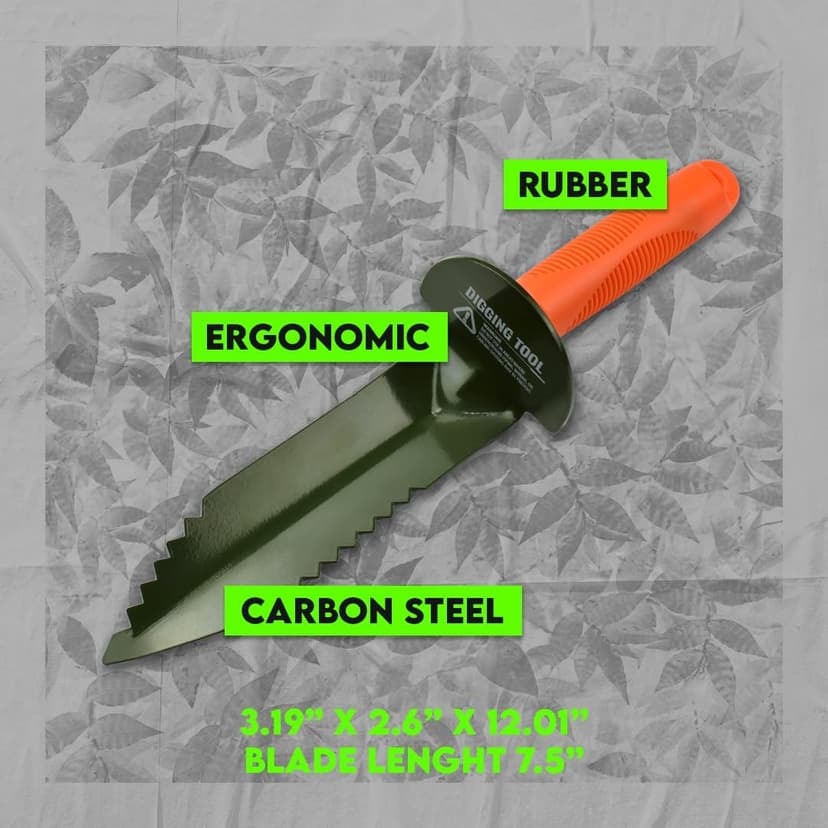 SE Prospector's Serrated Edge Digger Compact Shovel Trowel for Gardening, Metal or Gold Prospecting and Detecting - Includes Carrying Sheath