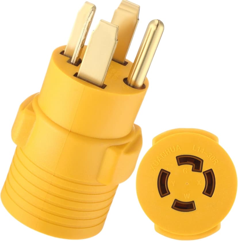 Kanayu 4 Prong 30 Amp Dryer Adapter Compatible with NEMA 14-30P to L14-30R, 4 Prong Dryer Outlet to Generator Locking Plug Adapter Welder Generator EV Charger Cord Adapter