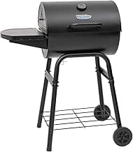 Char-Griller King-Griller Gambler Charcoal Grill and Smoker with Damper Smoke Control, Cast Iron Grates, and Side Shelf, 315 Cooking Square Inches in Black, Model E1416