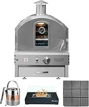 AMS Fireplace Summerset Pizza Oven - Large Capacity Propane Gas Outdoor Oven with Pizza Stone and Smoker Box, 304 Stainless Steel Construction for Built-in or Countertop Use. FREE Tabletop Fire Pit