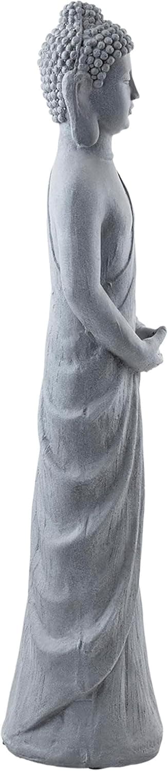 Alpine Corporation 32" Tall Cement Standing Buddha Outdoor Garden Statue, Gray
