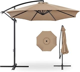 Best Choice Products 10ft Offset Hanging Market Patio Umbrella w/Easy Tilt Adjustment, Polyester Shade, 8 Ribs for Backyard, Poolside, Lawn and Garden