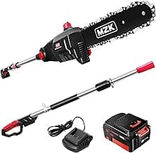 MZK 8'' Cordless Pole Saw, 4AH Battery Powered Pole Saws, 13-Foot Reach Chain Saw for Tree Trimming with Oiling System, 20V Electric Pole Chainsaw, Multi-Angle Head(Battery and Fast Charger Included)