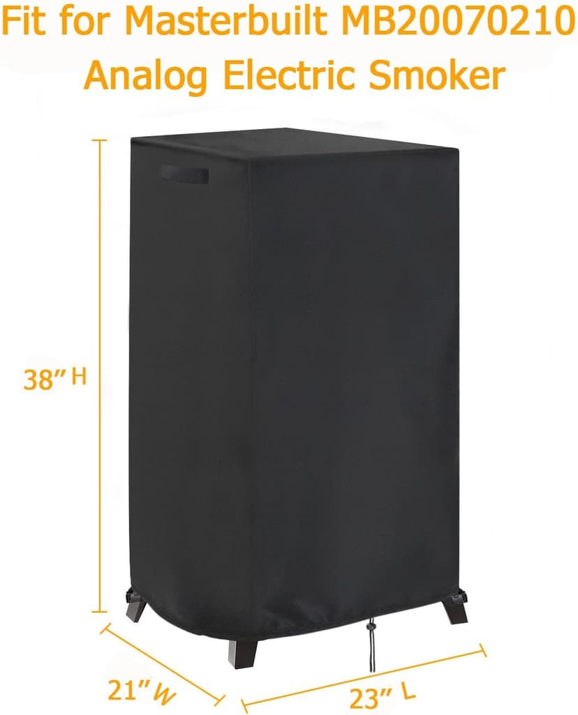 Smoker Cover Fit for Masterbuilt MB20070210 Analog Electric Smoker, Waterproof Outdoor Grill Smoker Covers,Black (23" L x 21" W x 38" H)