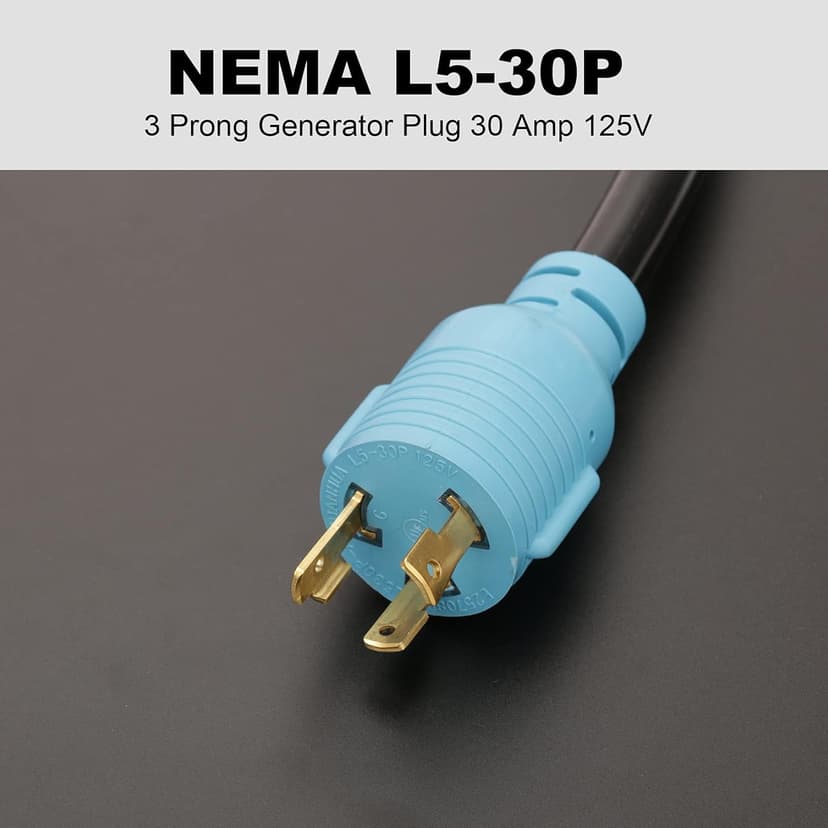 CircleCord NEMA L5-30P to L14-30R Adapter Cord, 4 to 3 Prong Generator Transfer Switch Adapter, 30 Amp Generator Twist Lock 3 to 4 Prong House Inlet Box, STW 10 AWG Blue