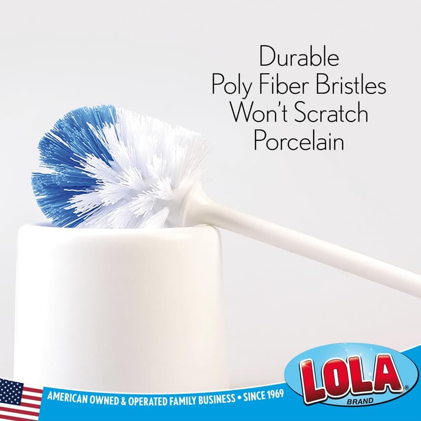Lola Products “Classic” Toilet Brush, Durable Fiber Stiff Bristles, Bathroom Toilet Bowl Cleaner, Compact Size, Non-Scratch, Long-Lasting - 1 Pack