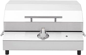 KENYON G2 Portable Tabletop Electric Grill, 1440W Single Burner, Stainless Steel Body, Cast Aluminum Grate, UL Approved Grill For Indoor And Outdoor Use, Removable Lid, Dishwasher Safe, 120Volts