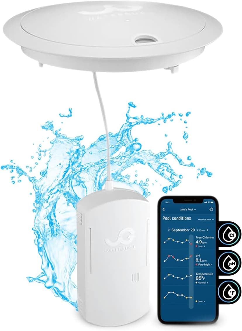Waterguru - Sense S2 Smart Pool Monitor - Chlorine & pH Meter - CYA & Alkalinity Tester Pool Water Tester - Spa & Hot Tub Monitor - Includes WaterGuru Sense S2 C5 Cassette, Float Ring & More