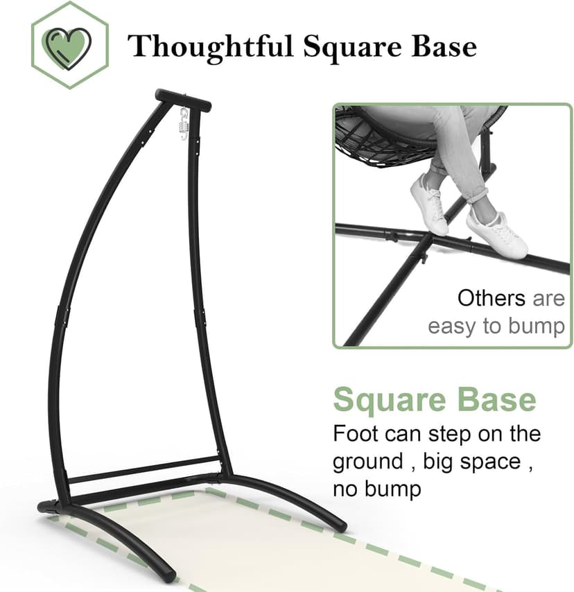 C Type Hammock Chair with Stand, Swing Chair with Neck Pillow, Hammock Stand for Balcony, Patio and Deck, Maximum Weight 300 lbs. (Aqua)
