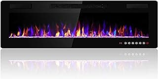 60 inches Electric Fireplace Recessed and Wall Mounted, Fireplace Heater and Linear Fireplace, with Timer, Remote Control, Adjustable Flame Color, 750w/1500w, Black