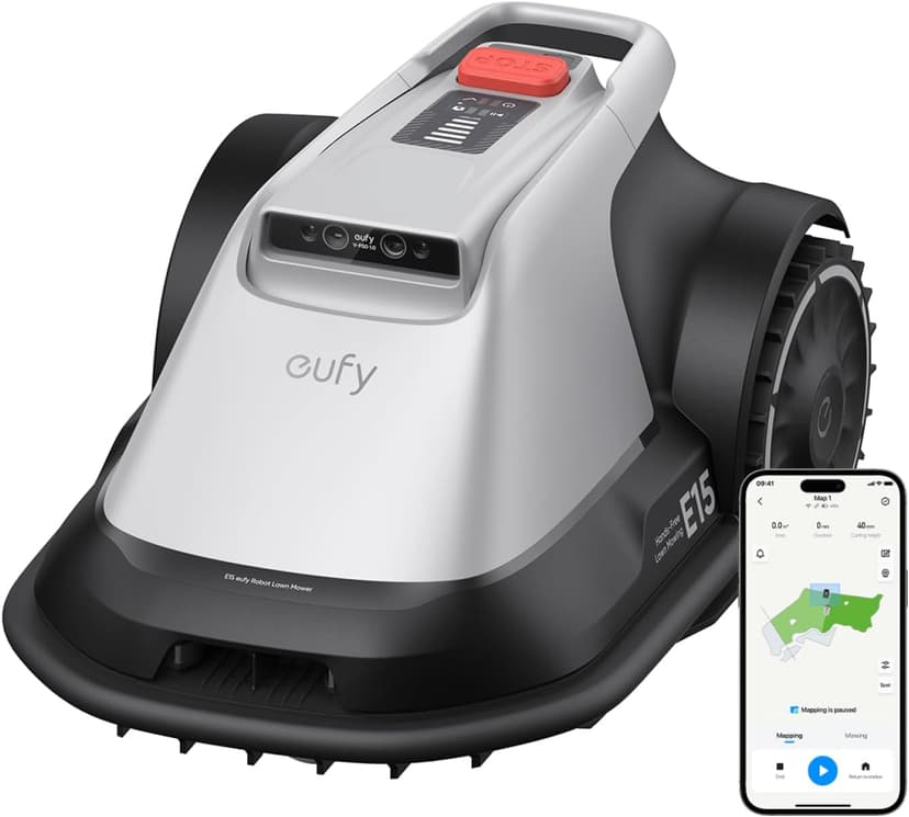 eufy Robot Lawn Mower E15, No Wire, No RTK, No Signal Issue, Hands-Free Auto Mapping, Precise Obstacle Avoiding, Reliable Lawn Maintenance, Worry-Free Experience