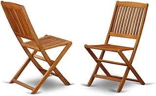 East West Furniture BCMCWNA Cameron Foldable Patio Dining Chairs - Acacia Wood, Set of 2, Natural Oil
