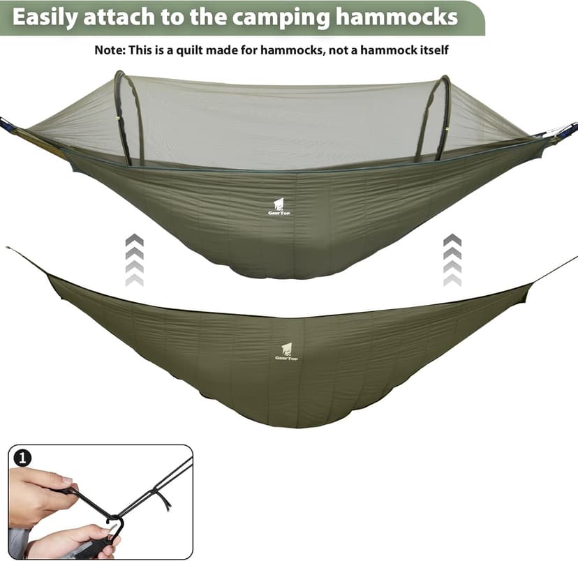 GEERTOP Ultralight Hammock Underquilt for Camping Full Length Camp Hammock Underquilts Warm 3-4 Seasons Essential Outdoor Survival Gear for Hiking Backpacking Travel