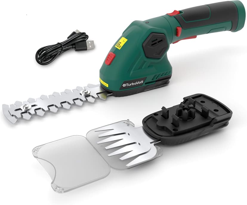 Hedge Trimmer, Cordless Grass Shear & Electric Shrub Trimmer - 2 in 1 Handheld Grass Cutter, Hedge Shear for Garden, Lawn, Rechargeable Lithium-Ion Battery and Type-C Cable Included