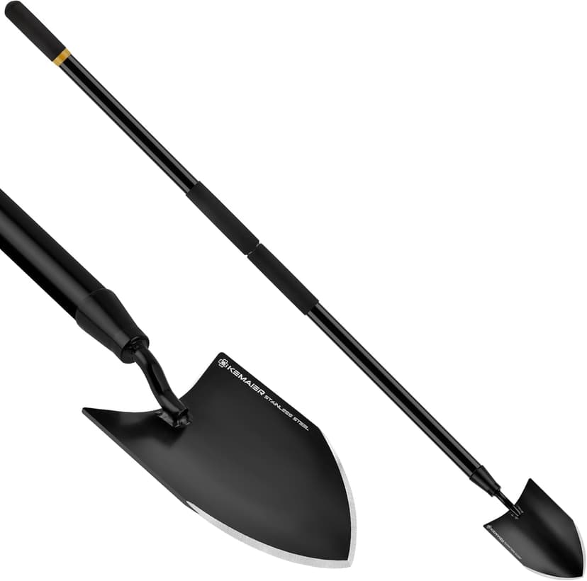 47.6-Inch Long Handle Garden Trowel - Heavy Duty Stainless Steel Garden Spade and Shovel, Durable Gardening Hand Tools for Digging, Planting, and Weeding