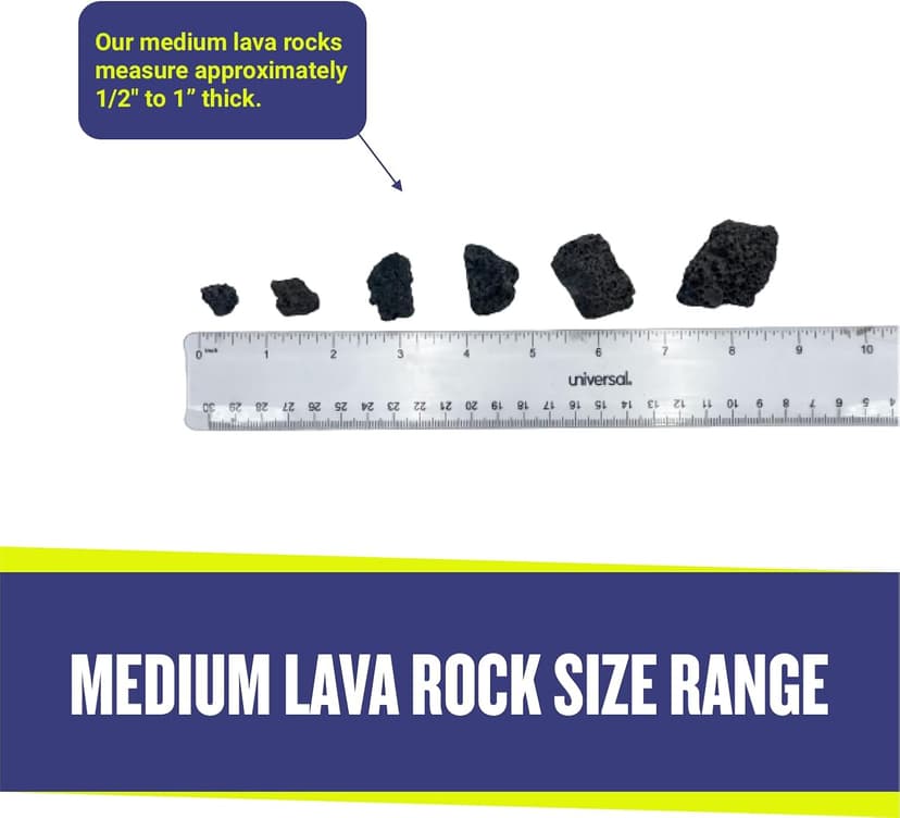 American Fireglass Medium Lava Rock, 1/2" - 1" | Use in Fireplace, Fire Pit or Bowl | Outdoor & Indoor Volcanic Rock for Natural Gas or Propane Fires | Decorative Landscaping | 10 lb Bag