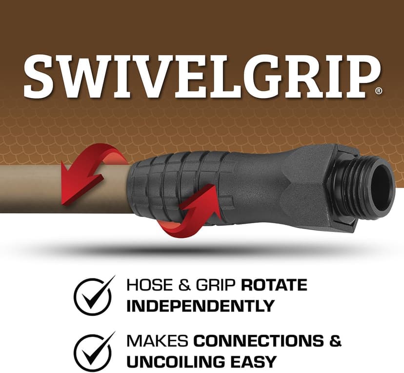 Flexzilla Colors SwivelGrip Garden Hose 5/8 in. x 50 ft., Lightweight All-Weather Water Hose, Durable and Flexible, Leak-Free Connections, Brown Mulch