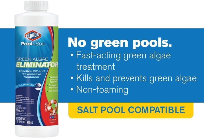 Clorox® Pool&Spa™ Swimming Pool Algaecide, Prevents and Treats Pool Algae, Non-Foaming, 1 Quart (Pack of 1)