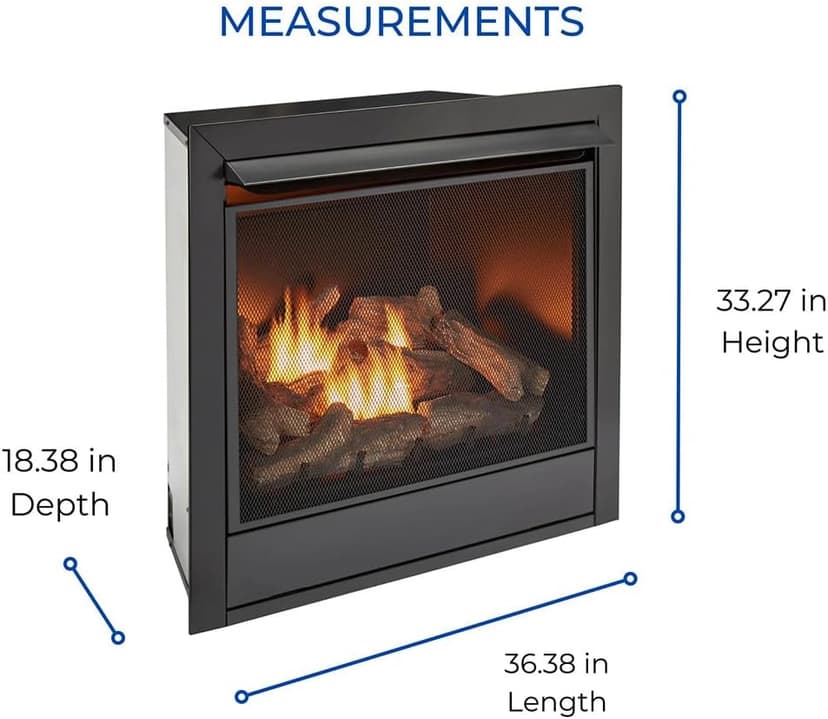 Duluth Forge Dual Fuel Ventless Gas Fireplace Insert, Remote Control, 9 Fire Logs, Use with Natural Gas or Liquid Propane, 32000 BTU, Heats up to 1500 Sq. Ft., Black