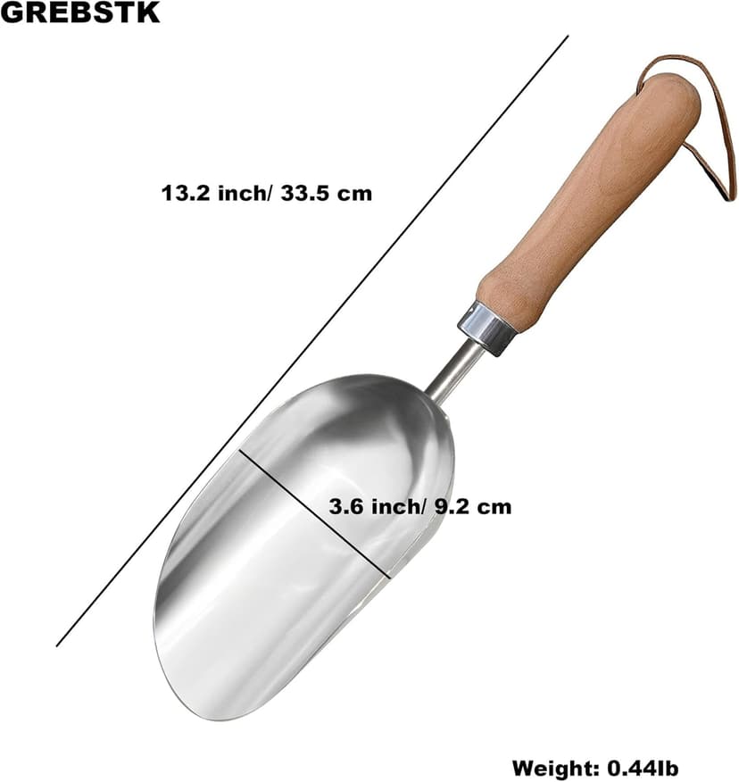 GREBSTK Garden Hand Large Capacity Fertilizer Scoop Soil Shovel Stainless Steel Gardening Trowel for Transplanting, Digging, Planting, Cultivation