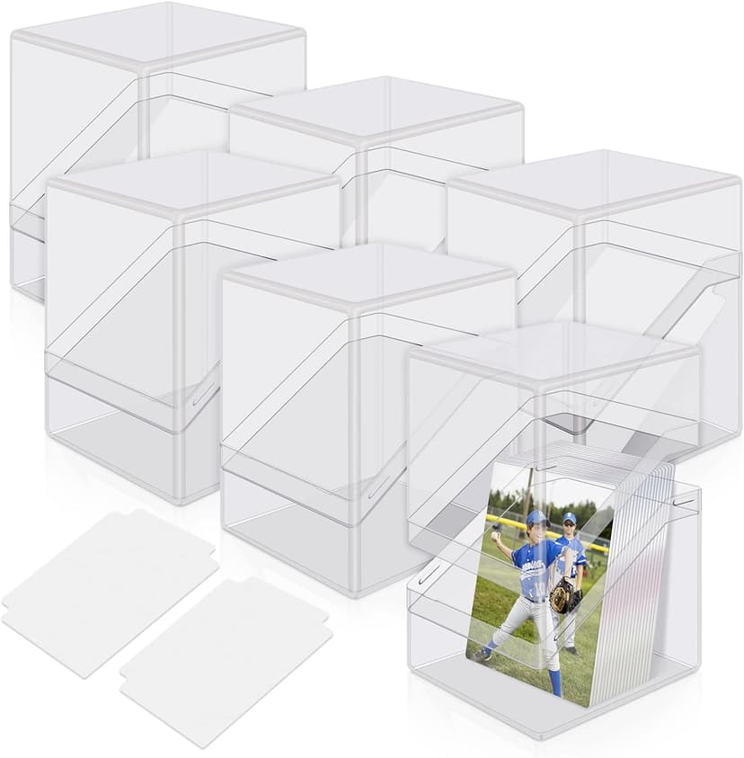 Mlikero Card Deck Cases, 6 Pack Acrylic Commander Deck Box Holding 100+ Sleeved Cards with 6 Dividers, Clear Card Storage Box Fit for MTG, TCG, Sports Cards