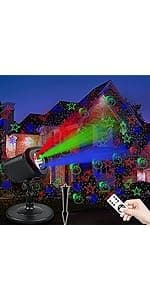 Christmas Laser Lights, Projector Lights Landscape Spotlight Red and Green Star Show with Christmas Decorative Patterns for Indoor Outdoor Garden Patio Wall