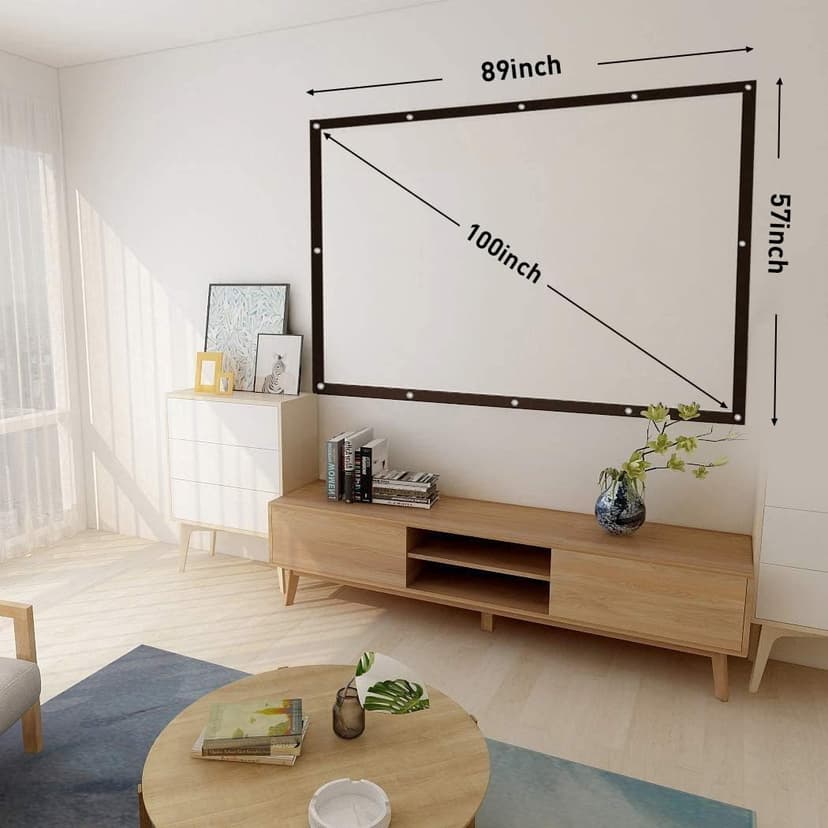 Double Layer Projector Screen 100 inch 16:9 Portable Projection Movie Screen 3D with No Light Transmission for Home Theater Outdoor Indoor Office with 15 Nails No Crease
