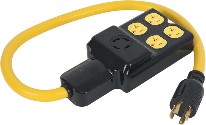 NEMA L14-30P to (4) 5-20R 5-15R & L14-30R Generator Adapter, 4 Prong L14-30 Twist Locking Generator Male Plug to 15 Amp 20 Amp 30 Amp Female Receptacle, Generator Adapter Extension Cord
