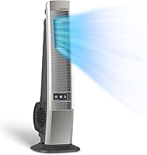 Lasko Outdoor Living Oscillating Tower Fan, for Decks, Patios and Porches, 10 Foot Power Cord, 4 Refreshing Speeds, 42", Grey, YF202
