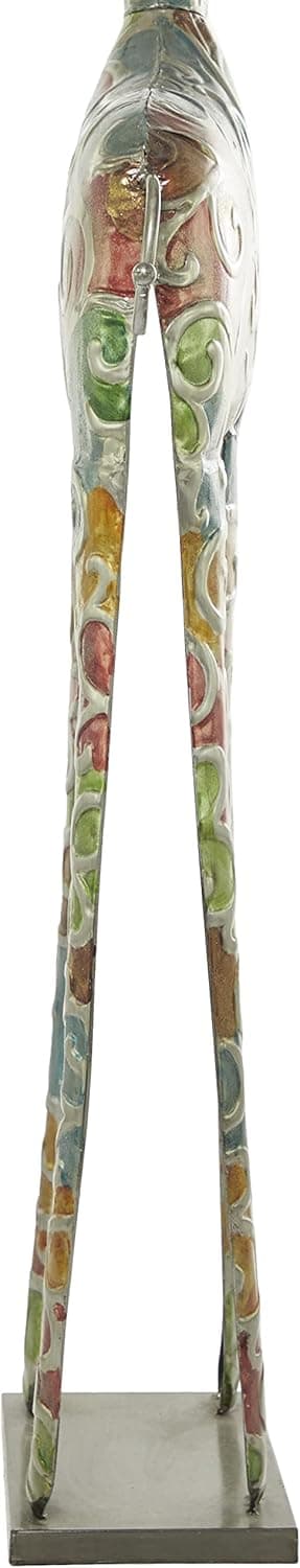 Deco 79 Metal Giraffe Decorative Sculpture Indoor Outdoor Tall Home Decor Statue with Detailed Embossed Scrollwork, Accent Figurine 17" x 7" x 73", Multi Colored