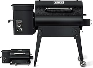 KingChii Portable Electric Wood Pellet Grill & Smoker with Foldable Legs, 456 SQ.IN Grill Capacity, with PID Temperature Control (180-425°F) for Backyard Camping Bake and Roast, Black with Cover