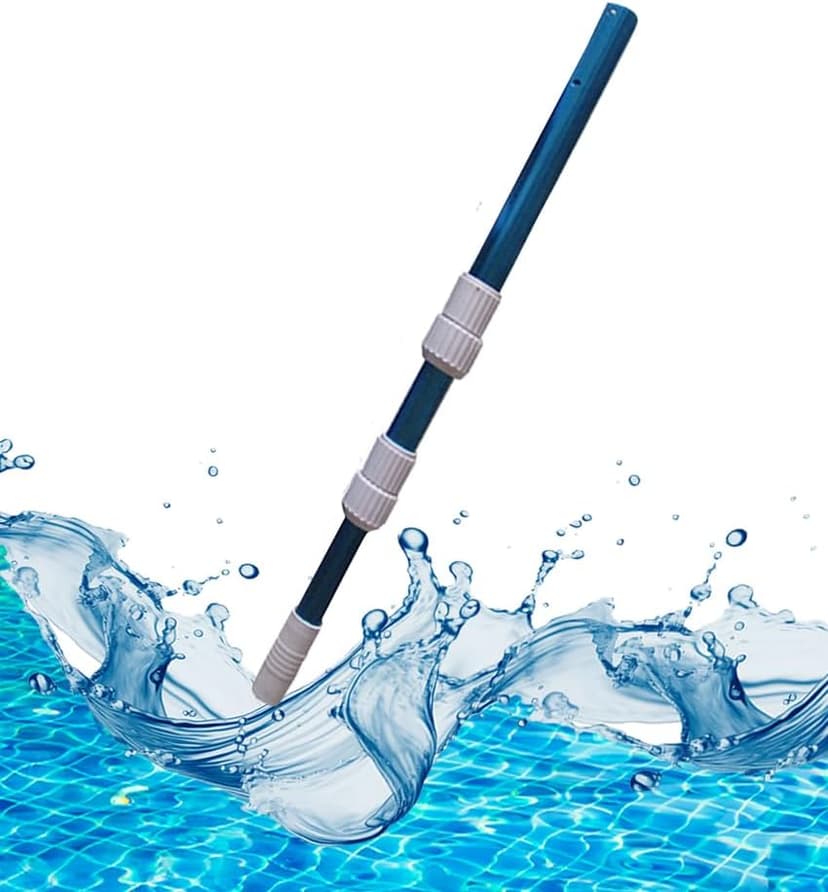 FibroPool Above Ground Swimming Pool Maintenance Kit - Telescoping Pole, Leaf Rake, Vacuum, Brush, Floating Chlorinator, Leaf Net and Test Strips