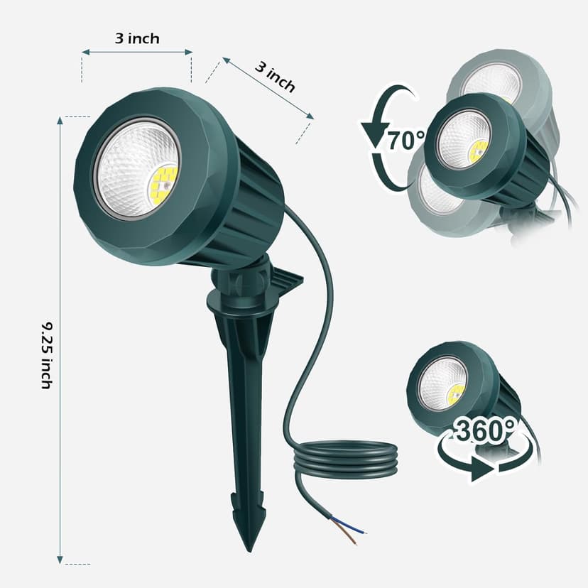 Low Voltage Landscape Lighting: 10W 1000LM LED Landscape Lights Outdoor 2700K Warm White Spotlights with IP67 Waterproof for Yard Garden | 6 Pack of 12V/24V Low Voltage Lights with Connectors