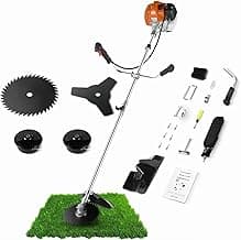 58CC Weed Wacker Gas Powered 2-Cycle 4 in 1 Gas Weed Eater 18.5" Cutting Path Gas Brush Cutter with 4 Detachable Heads Straight Shaft String Trimmer Grass Cutter Machine for Weeds and Grass, Orange