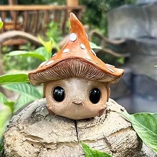 Mushroom Outdoor Garden Decor Statue ，Garden Gnomes Statues for Home Desk, Yard, Patio, Backyard, Fairy Garden, Balcony,Lawn Ornament,Mother’s Day, Birthday Gifts for Women, Grandma, Mom