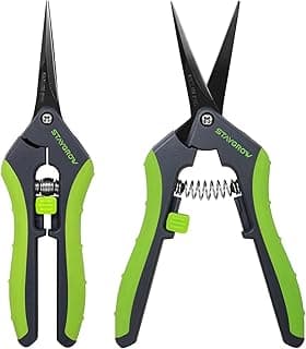 2pcs 6.5" Pruning Shears for Gardening, Ultra Sharp Garden Scissors for Precise Cuts, Stainless Steel Bonsai Clippers with Spring Loaded, 6.5 Inch Garden Shears (1pc Straight & 1pc Curved)