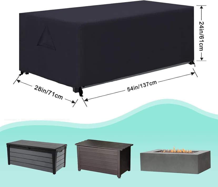 ABCCANOPY Patio Deck Box Cover Waterproof And Dustproof Winter Protection Outdoor Storage Box Cover Universal Furniture Cover 54x28x24 Black