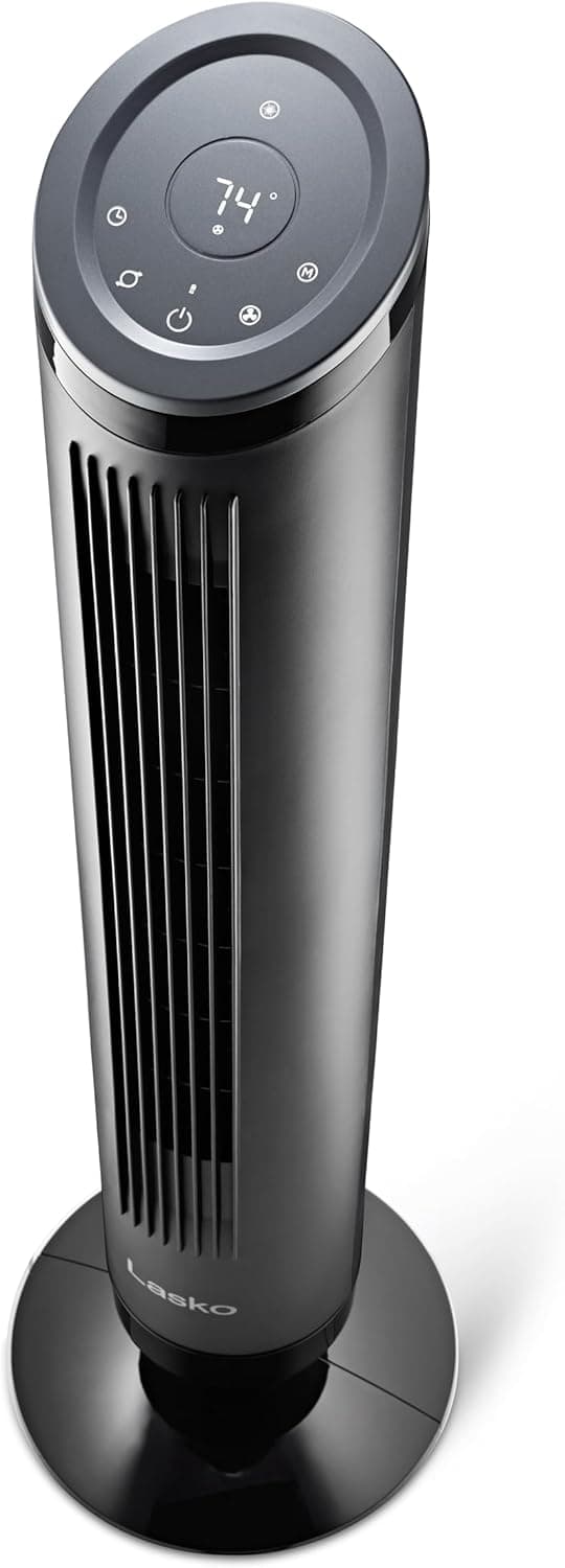 LASKO Ascend 36" Tower Fans for Home, 29 ft/s Airflow, Quiet 29dB on Low, 90° Oscillation, 12 Hour Timer, Air Filter for Hair & Dust, Remote, Black, OST100