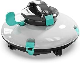 Cordless Robotic Pool Cleaner, Automatic Above Ground Pool Vacuum with 70 Mins Runtime, 15KPa Powerful Suction, Self-Parking, Lightweight, Ideal for Above-Ground Flat Pools up to 38 Feet, Lake Blue