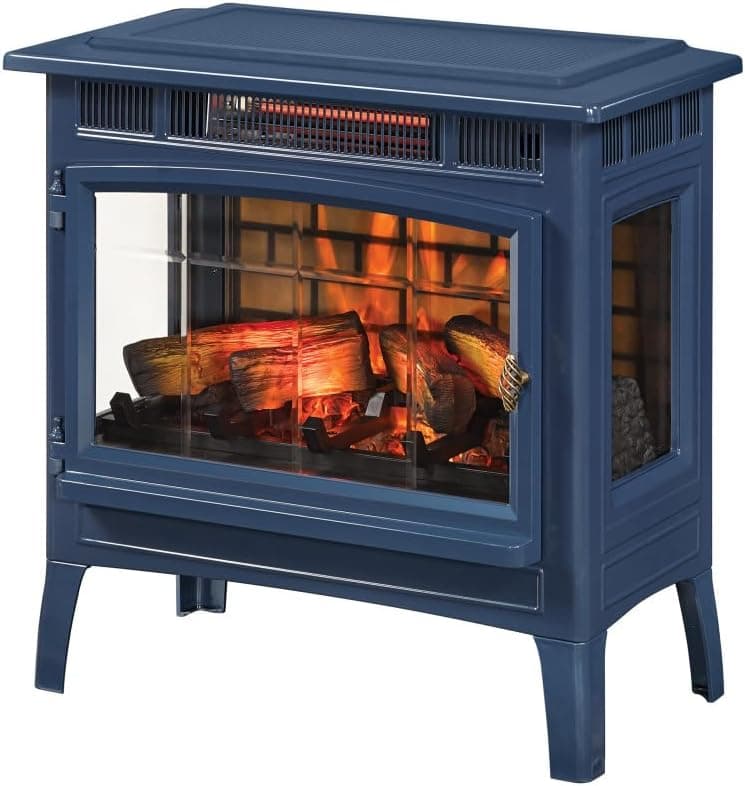 duraflame Freestanding Electric Fireplace Stove Heater with 3D Flame Effect for 1,000 Sq. Ft. Room, Navy