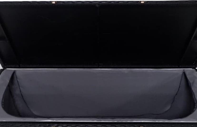 Oakland Living 113 Gallon Outdoor Storage Box, Patio Rattan Deck Box, Wicker Storage Bench for Indoor, Outdoor, Pool, Balcony, Yard, Garden, Black