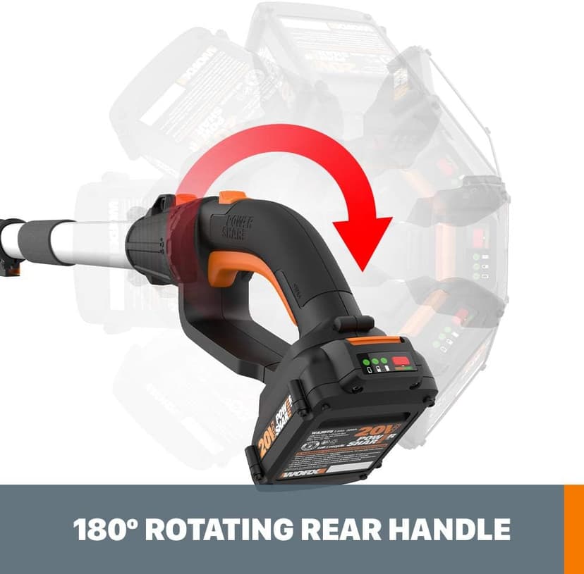 WORX WG252 20V 20" Cordless Hedge Trimmer, Reach Up to 12 Feet, Extended Pole, 180° Rotation Head, PowerShare – Battery & Charger Included