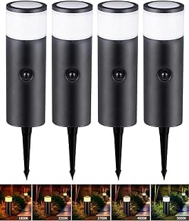 5CCT Low Voltage Bollard Pathway Lights, 4.5W 320LM 12-24V AC/DC Aluminum Waterproof Outdoor Landscape Path Light 4FT Corded with IP65 Wire Nuts 4Pack 1800K/2200K/2700K/4000K/5000K Seletable