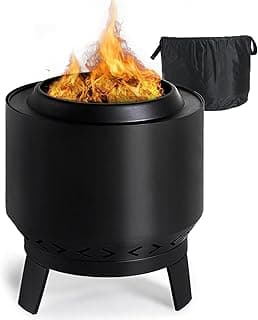 Aoxun Smokeless Fire Pits, 19 in Burning Portable Firepit with Removable Ash Pan& Waterproof Cover for Outside Wood Burning, for Patio, Camping, Backyard, BBQ