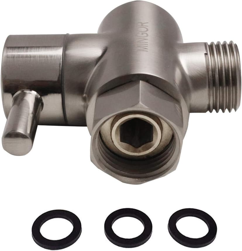Shower Arm Diverter Valve for Hand Held Showerhead and Fixed Spray Head,G 1/2 3-Way Bathroom Universal Shower System Replacement Part/Brass (Brushed Nickel)