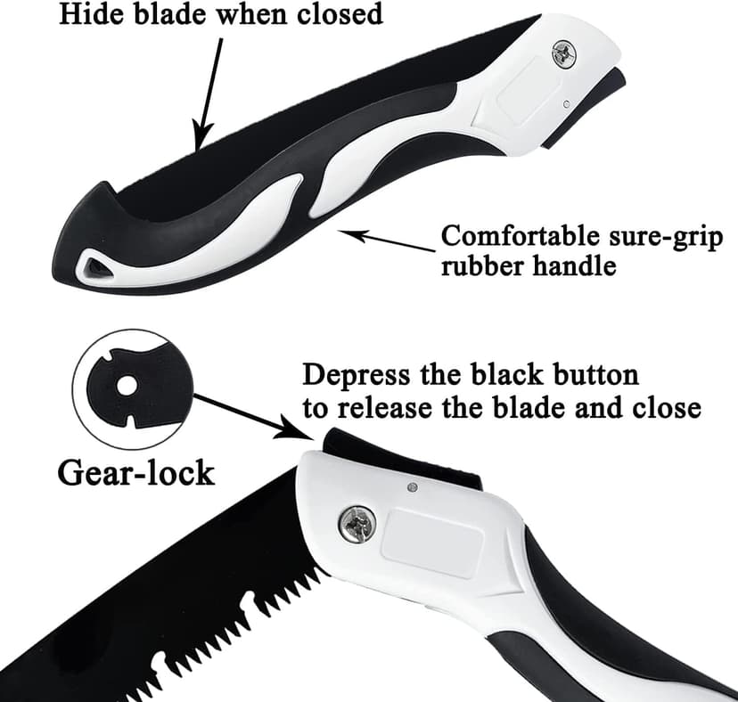 Folding Pruning Hand Saw 10 Inch Blades with SK5 Steel Blade for Tree Trimming, Camping, Gardening, Hunting, Cutting Wood, PVC, Bone with Ergonomic Handle Design